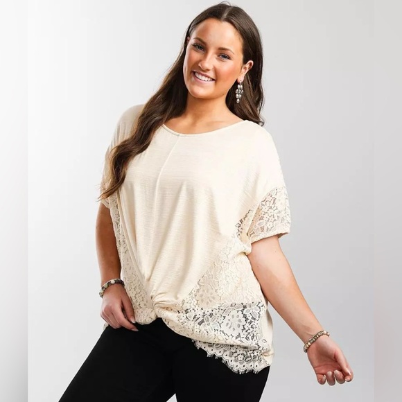 Buckle Black Cream Lace Layered Top - Picture 1 of 5